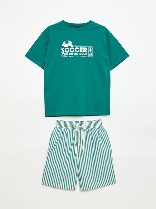 Conjunto de pijama curto t-shirt + calções - 2 peças - Kiabi