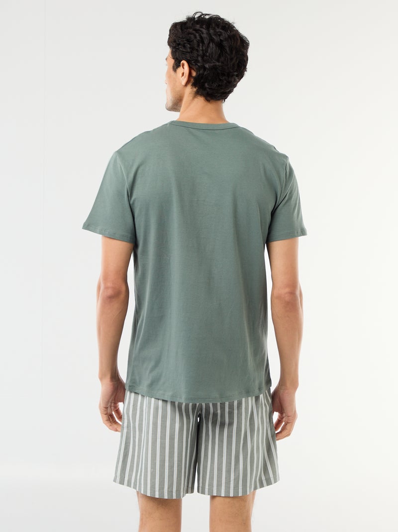 Conjunto de pijama curto t-shirt + calções - 2 peças Verde - Kiabi