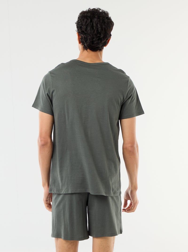 Conjunto de pijama curto t-shirt + calções - 2 peças Verde - Kiabi