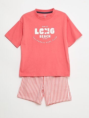 Conjunto de pijama curto t-shirt + calções - 2 peças