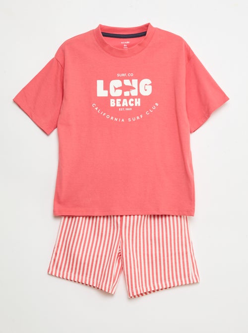 Conjunto de pijama curto t-shirt + calções - 2 peças - Kiabi