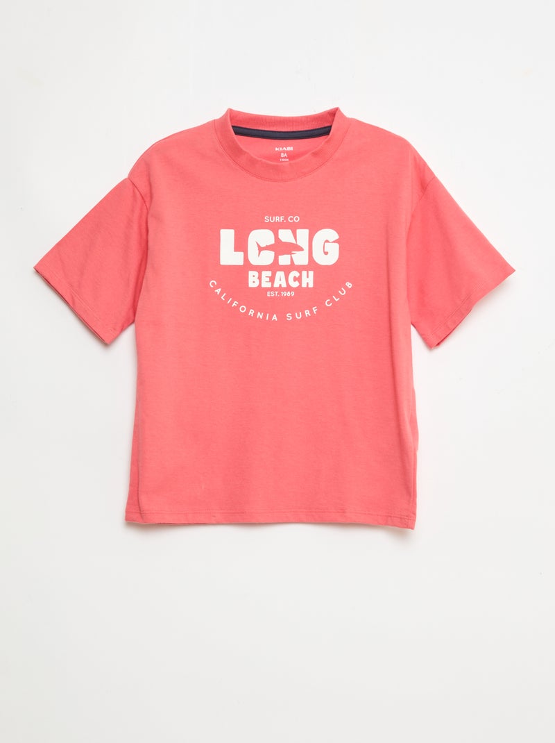 Conjunto de pijama curto t-shirt + calções - 2 peças Vermelho - Kiabi