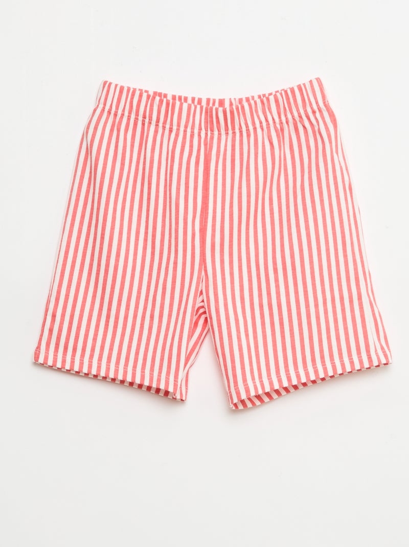 Conjunto de pijama curto t-shirt + calções - 2 peças Vermelho - Kiabi