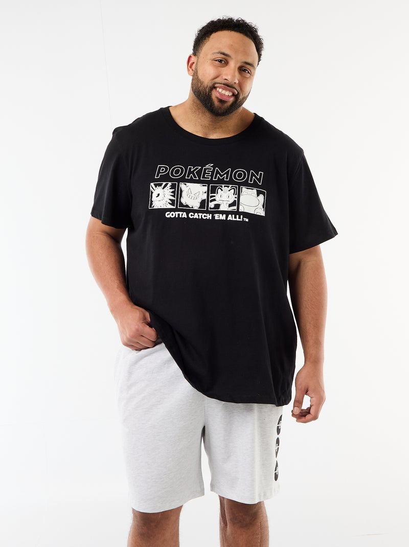 Conjunto de pijama curto t-shirt + calções 'Pikachu' 'Pokémon' - 2 peças Preto - Kiabi