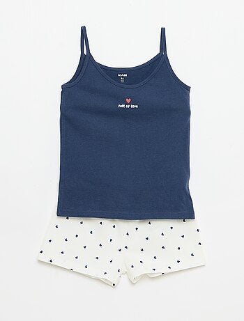 Conjunto de pijama curto: top de alças + calções - 2 peças
