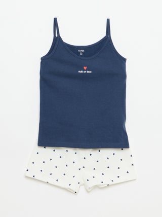 Conjunto de pijama curto: top de alças + calções - 2 peças