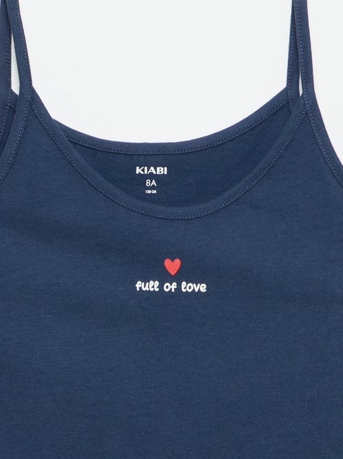 Conjunto de pijama curto: top de alças + calções - 2 peças - Kiabi