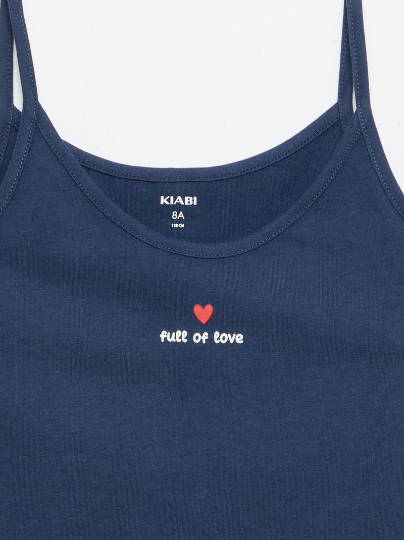 Conjunto de pijama curto: top de alças + calções - 2 peças Azul - Kiabi