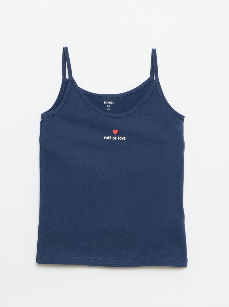 Conjunto de pijama curto: top de alças + calções - 2 peças Azul - Kiabi