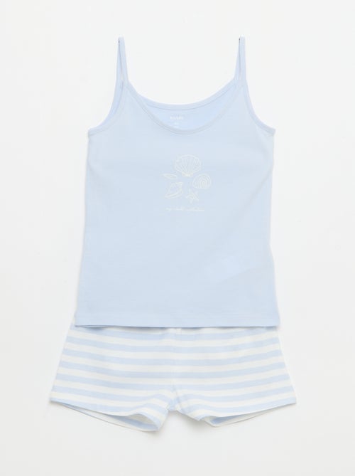 Conjunto de pijama curto: top de alças + calções - 2 peças - Kiabi