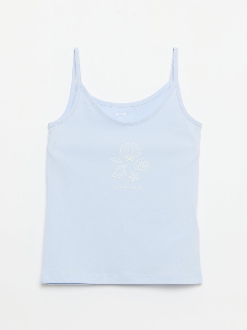 Conjunto de pijama curto: top de alças + calções - 2 peças Azul - Kiabi
