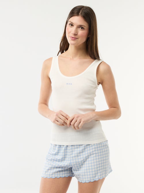Conjunto de pijama curto vichy - 2 peças - Kiabi