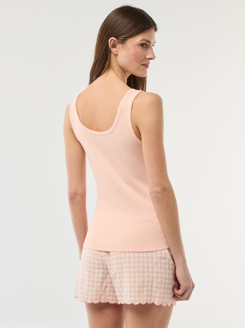 Conjunto de pijama curto vichy - 2 peças Laranja - Kiabi