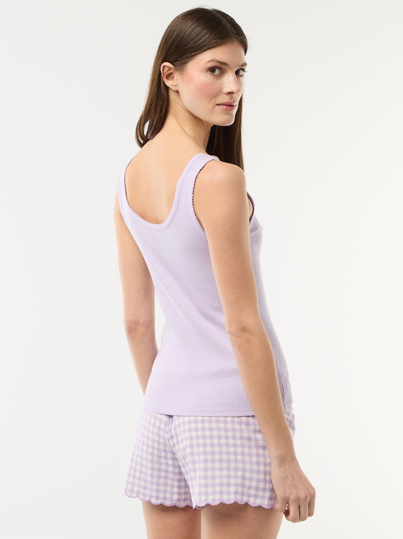 Conjunto de pijama curto vichy - 2 peças Violeta - Kiabi