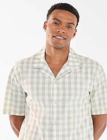 Conjunto de pijama curto xadrez camisa + calções - 2 peças