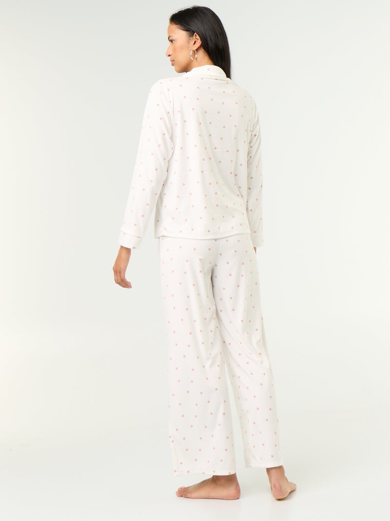 Conjunto de pijama de 2 peças - Camisa + calças Branco - Kiabi