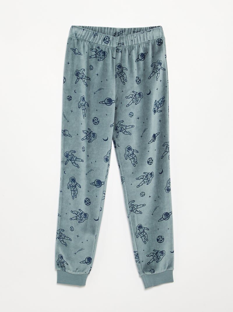 Conjunto de pijama de 2 peças - Camisola + calças Azul - Kiabi