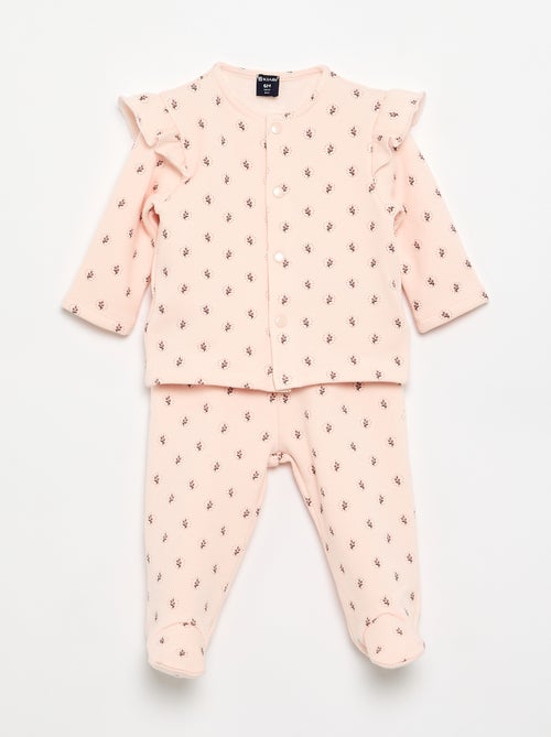 Conjunto de pijama de 2 peças com pés - Kiabi Conjunto de pijama de 2 peças com pés - Kiabi
