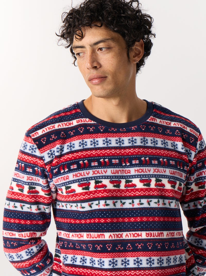 Conjunto de pijama de 2 peças em polar jacquard 'Natal' Azul - Kiabi