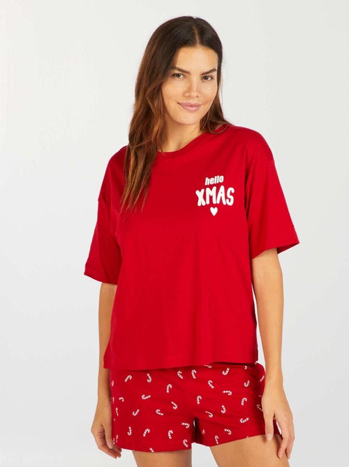 Conjunto de pijama de 2 peças t-shirt + calções - Kiabi