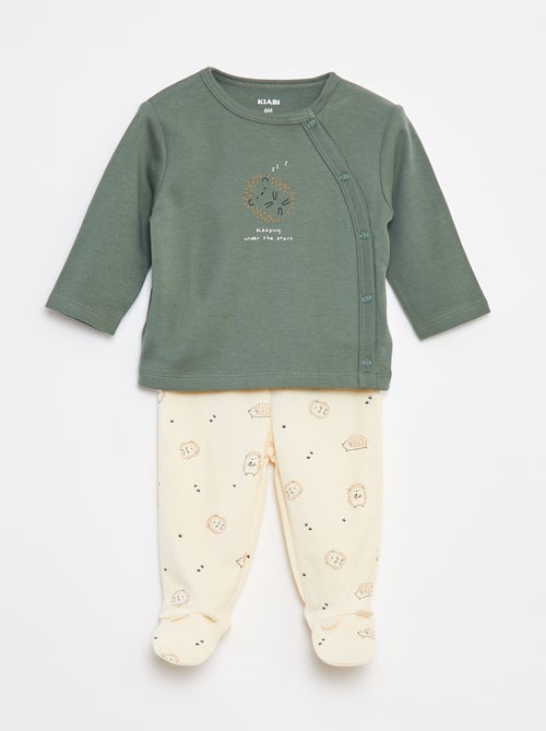 Conjunto de pijama de algodão - 2 peças - Kiabi