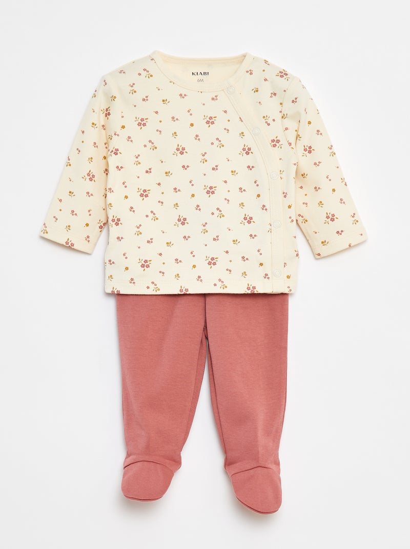 Conjunto de pijama de algodão - 2 peças Branco - Kiabi