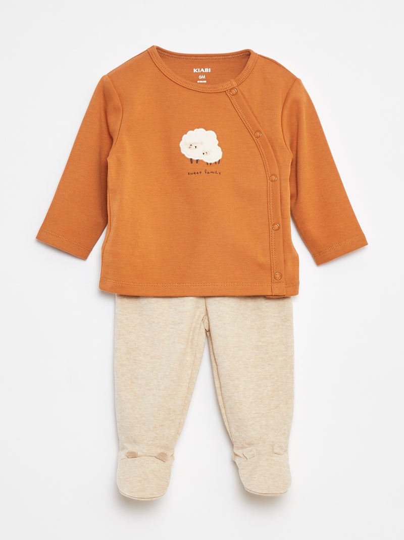 Conjunto de pijama de algodão - 2 peças Laranja - Kiabi