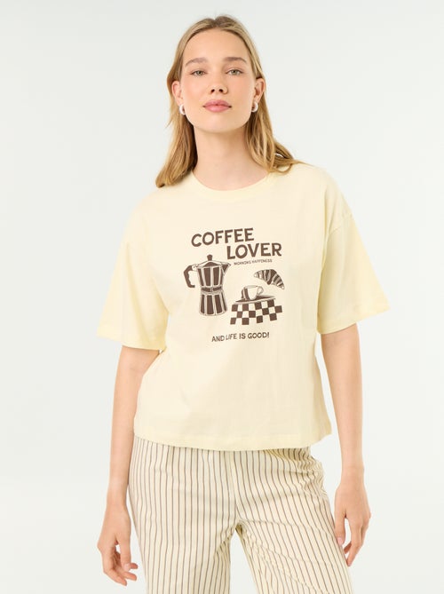 Conjunto de pijama de algodão - T-shirt + calças - Kiabi Conjunto de pijama de algodão - T-shirt + calças - Kiabi