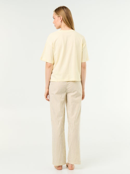 Conjunto de pijama de algodão - T-shirt + calças - Kiabi Conjunto de pijama de algodão - T-shirt + calças - Kiabi