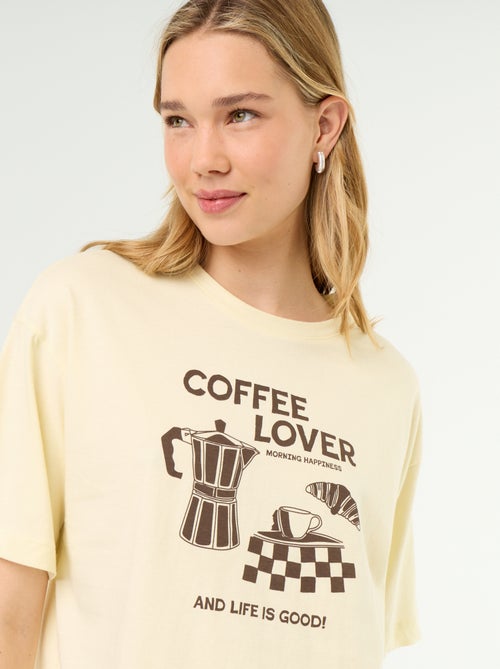 Conjunto de pijama de algodão - T-shirt + calças - Kiabi Conjunto de pijama de algodão - T-shirt + calças - Kiabi