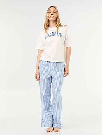 Conjunto de pijama de algodão - T-shirt + calças