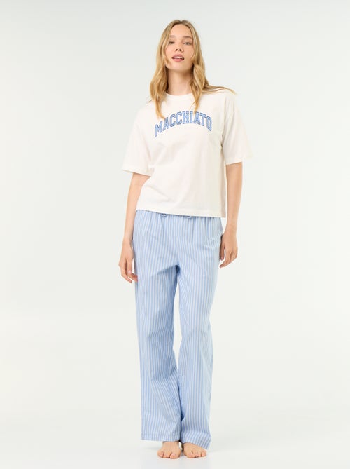 Conjunto de pijama de algodão - T-shirt + calças - Kiabi Conjunto de pijama de algodão - T-shirt + calças - Kiabi