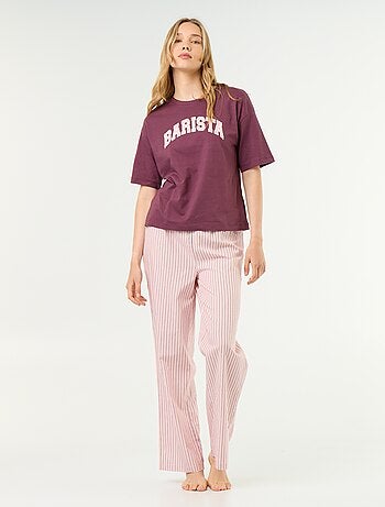 Conjunto de pijama de algodão - T-shirt + calças