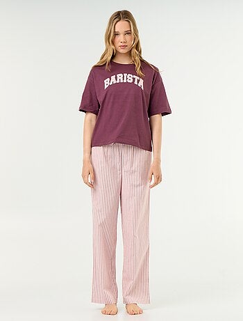 Conjunto de pijama de algodão - T-shirt + calças