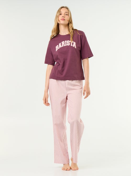 Conjunto de pijama de algodão - T-shirt + calças - Kiabi Conjunto de pijama de algodão - T-shirt + calças - Kiabi