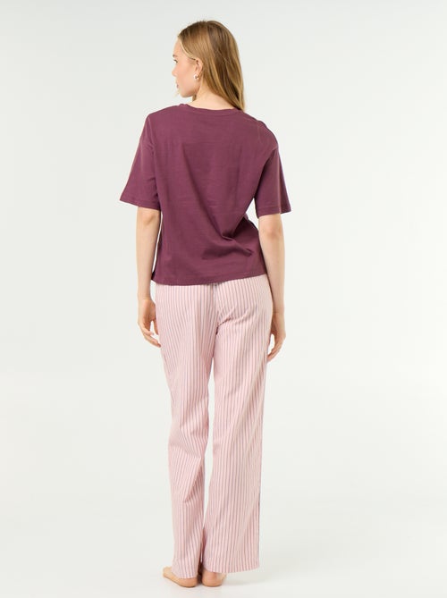 Conjunto de pijama de algodão - T-shirt + calças - Kiabi Conjunto de pijama de algodão - T-shirt + calças - Kiabi
