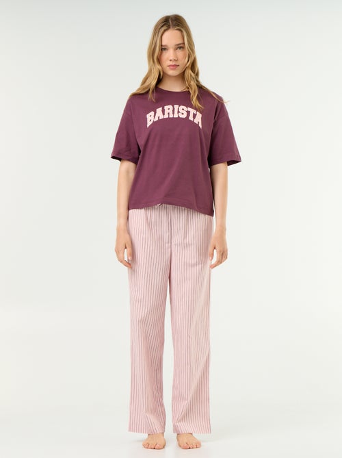 Conjunto de pijama de algodão - T-shirt + calças - Kiabi Conjunto de pijama de algodão - T-shirt + calças - Kiabi