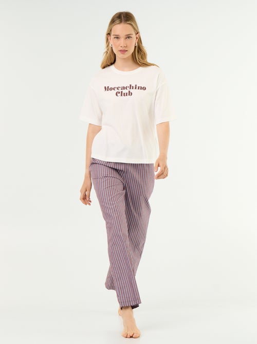 Conjunto de pijama de algodão - T-shirt + calças - Kiabi Conjunto de pijama de algodão - T-shirt + calças - Kiabi