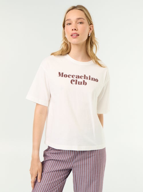 Conjunto de pijama de algodão - T-shirt + calças - Kiabi Conjunto de pijama de algodão - T-shirt + calças - Kiabi