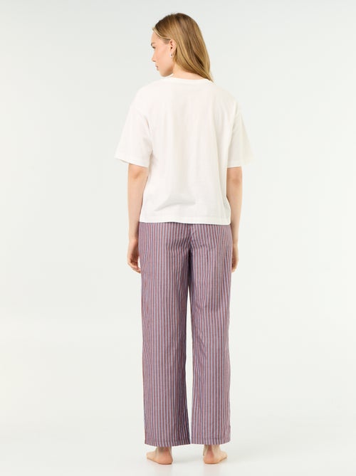 Conjunto de pijama de algodão - T-shirt + calças - Kiabi Conjunto de pijama de algodão - T-shirt + calças - Kiabi