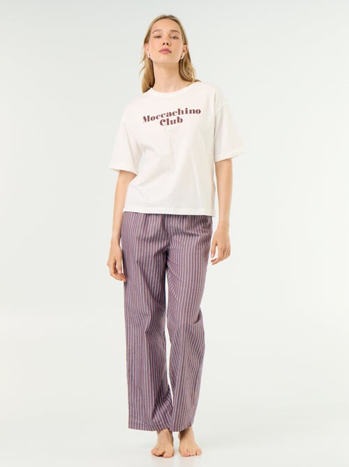 Conjunto de pijama de algodão - T-shirt + calças - Kiabi Conjunto de pijama de algodão - T-shirt + calças - Kiabi