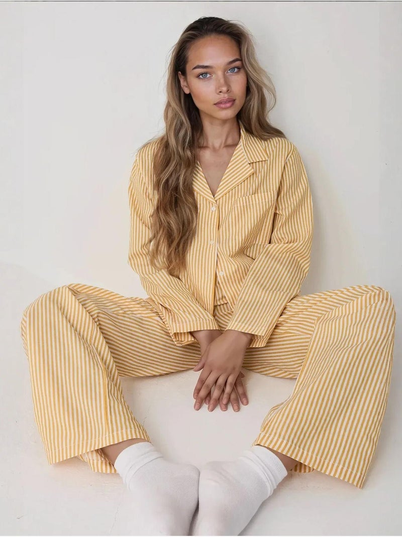 Conjunto de pijama de algodão às riscas hiccup Amarelo - Kiabi