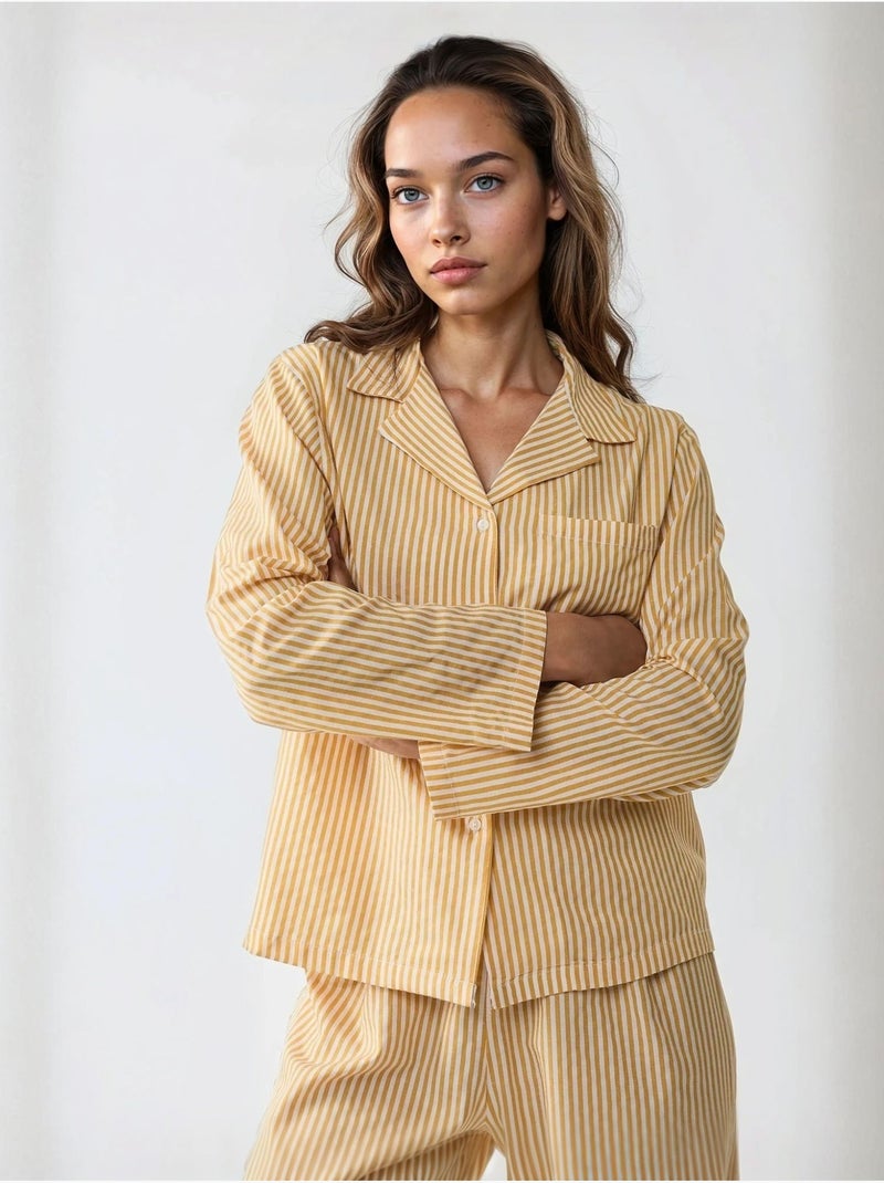 Conjunto de pijama de algodão às riscas hiccup Amarelo - Kiabi
