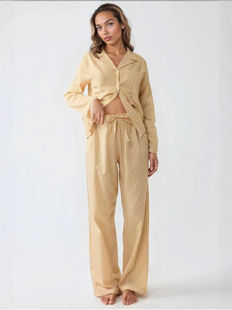 Conjunto de pijama de algodão às riscas hiccup Amarelo - Kiabi