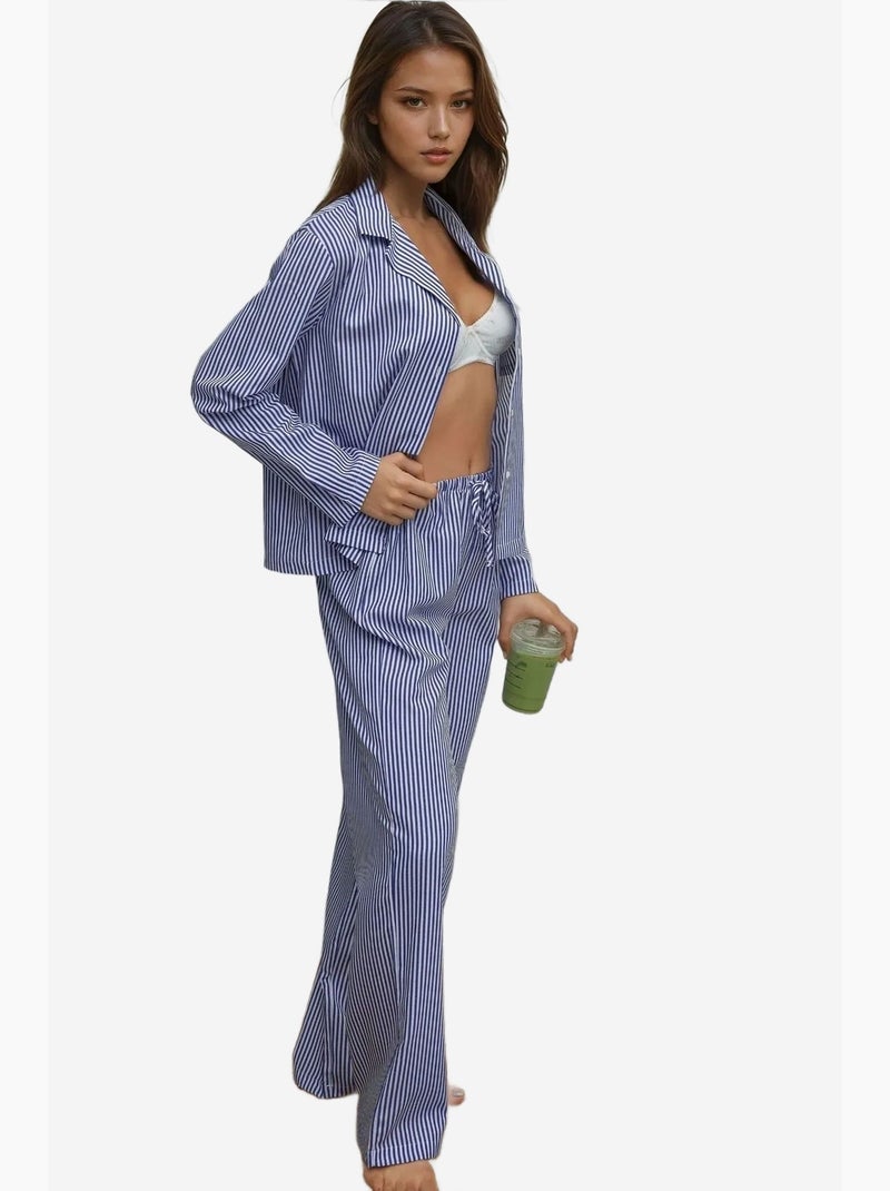 Conjunto de pijama de algodão às riscas hiccup Azul-céu - Kiabi