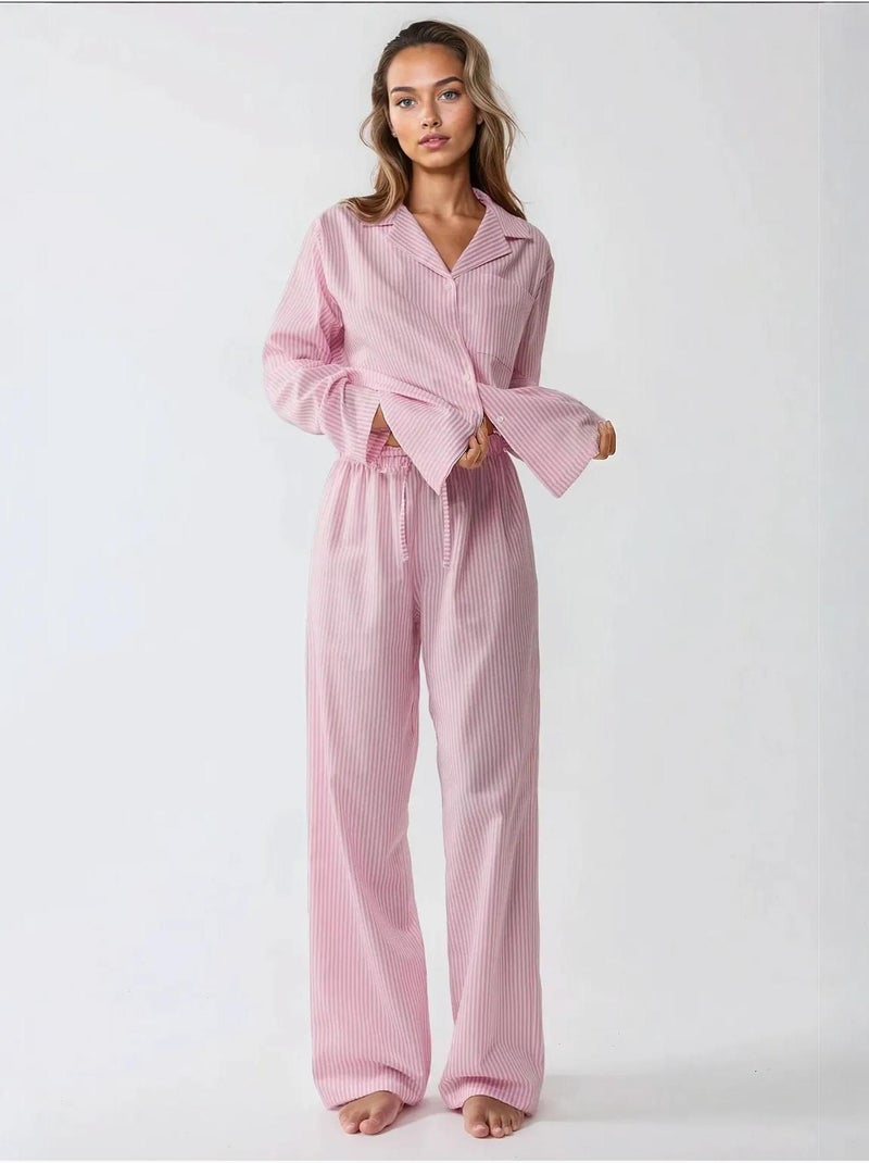 Conjunto de pijama de algodão às riscas hiccup Rosa - Kiabi