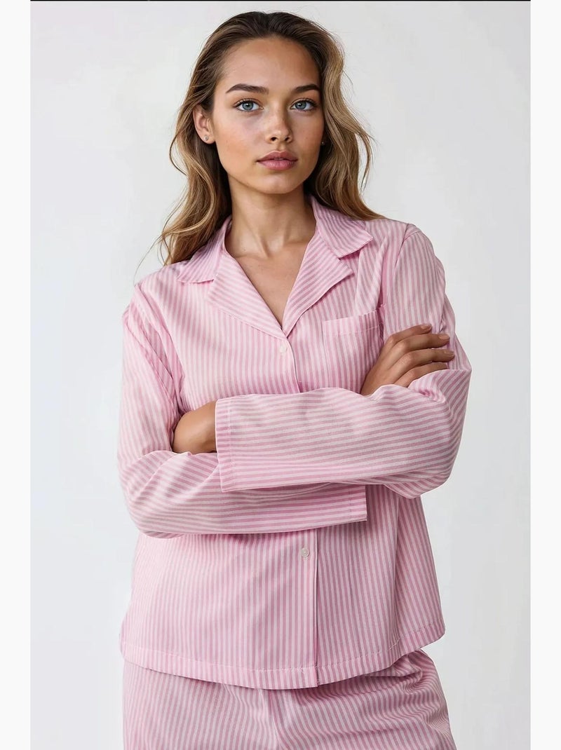 Conjunto de pijama de algodão às riscas hiccup Rosa - Kiabi