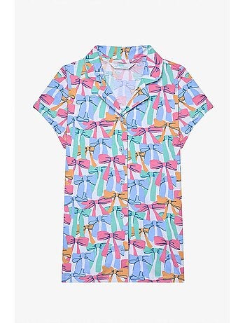 Conjunto de pijama de camisa e calções com laços coloridos penti