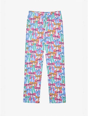 Conjunto de pijama de camisa e calções com laços coloridos penti