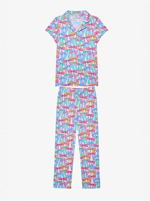 Conjunto de pijama de camisa e calções com laços coloridos penti - Kiabi Conjunto de pijama de camisa e calções com laços coloridos penti - Kiabi